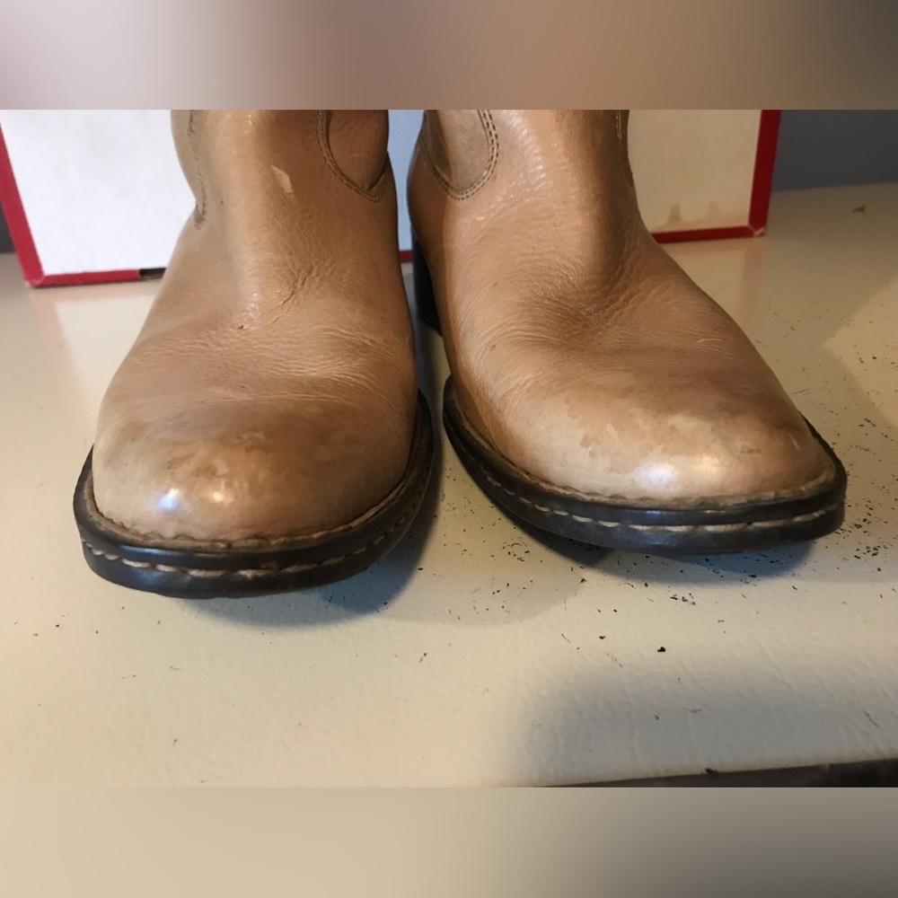 BORN Tan High Quality Leather Pull On Western Cowboy Boots Sz 10/42 M/W W2728 J5 - Picture 6 of 14